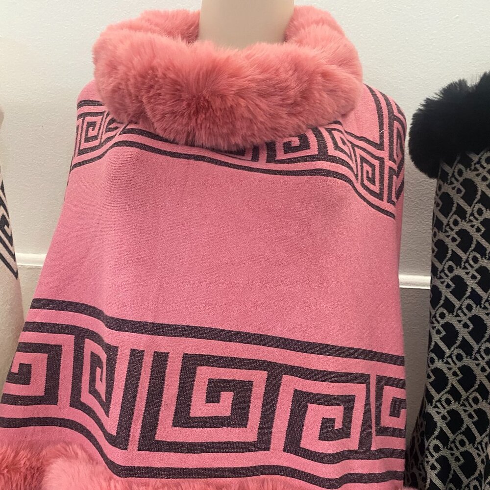 Beautiful Faux Fur Trim and Wool Wrap